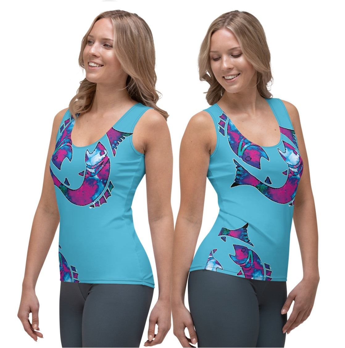 Activewear Tank Tops- Pisces. Black Yoga Tank Tops. Casualwear. WickedYo.
